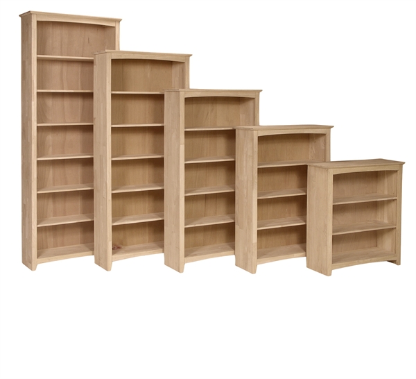 Solid Wood Unfinished Shaker Bookcases, Real Wood Bookcase With Doors
