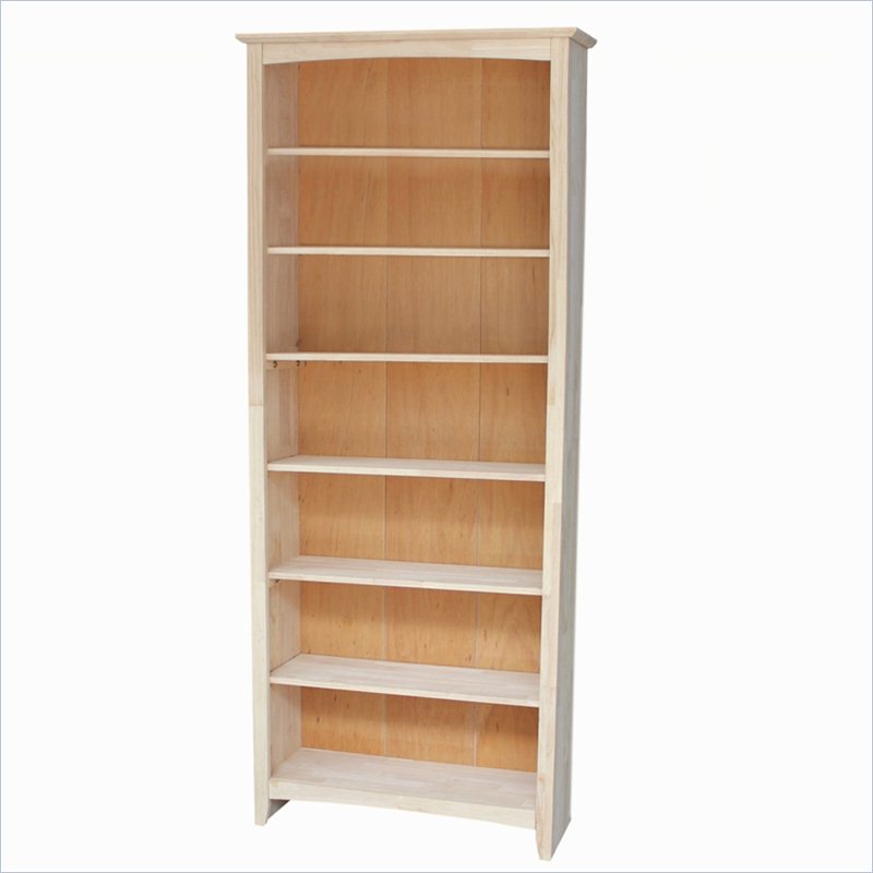 32 Wide Solid Wood Unfinished Shaker, 6 Shelf Unfinished Wood Bookcase