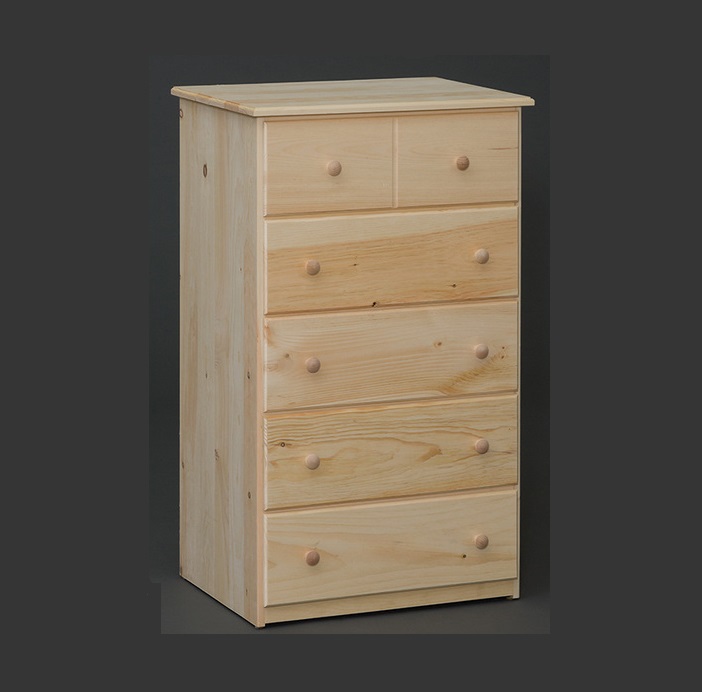 5 Drawer Pine Chest, Solid Wood Unfinished 5 Drawer Dresser