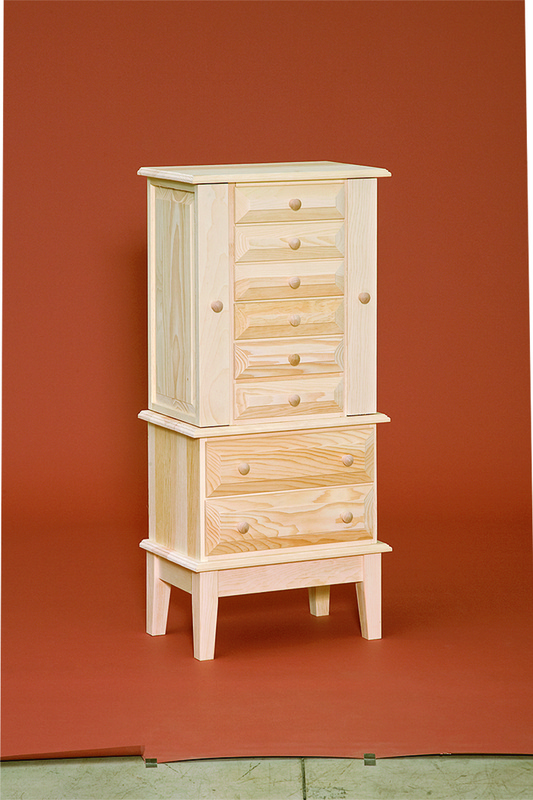 Solid Pine Jewelry Armoire, Wooden Jewelry Armoire