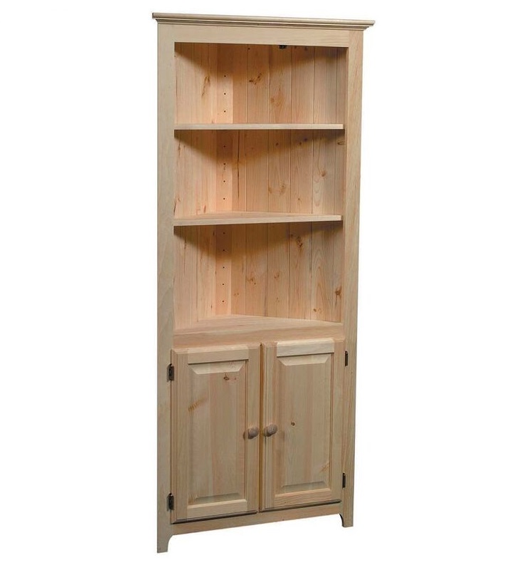 Solid Pine 2 Door Corner Cabinet, Pine Corner Cabinet